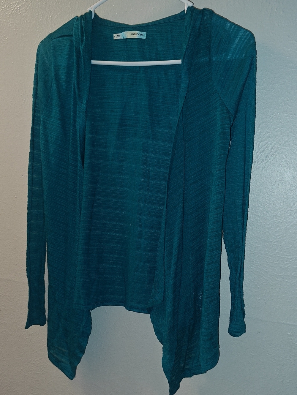 Sz S Mossimo Teal Open-Front Lightweight Cardigan